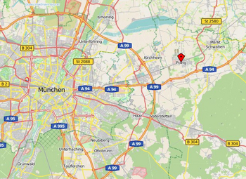 Bild Screenshot aus Openstreetmap mit München und Poing